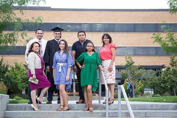 The Funez family in front of the Smith Building.