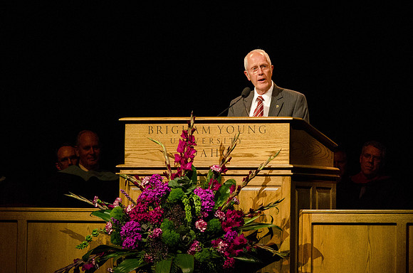 Alumni Representative Brent Kinghorn speaks during Convocation.
