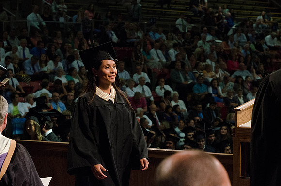 Venezuelan Pathway student Carolina Galvis recieves her diploma in Business Management.