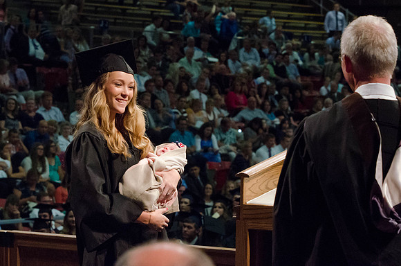 Students recieve their Diplomas during the College of Business and Communication Convocation.