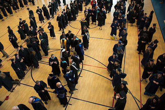 Graduates waiting before commencement ceremony. Photo by Ryan Chase.