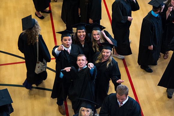 Graduates waiting before commencement ceremony. Photo by Ryan Chase.