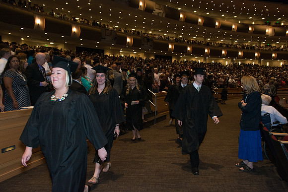 Brigham Young University-Idaho graduates at Commencement ceremony. Photo by Ryan Chase