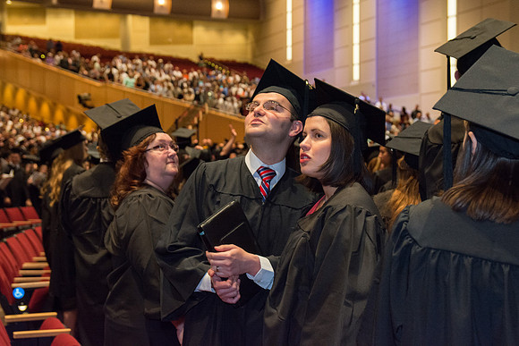 Brigham Young University-Idaho graduates at Commencement ceremony. Photo by Ryan Chase