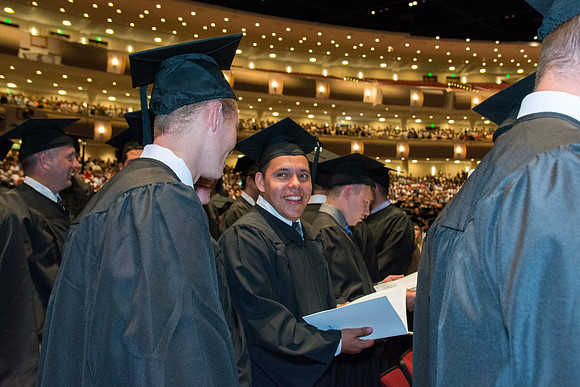 Brigham Young University-Idaho graduates at Commencement ceremony. Photo by Ryan Chase