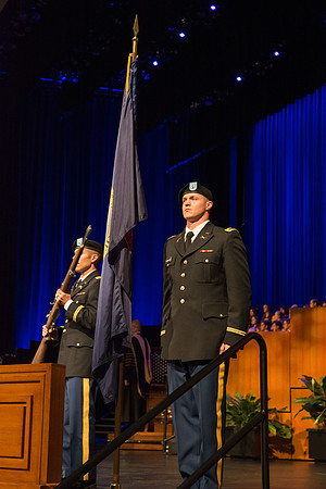 ROTC students post the flag at Commencement. Photo by Ryan Chase.