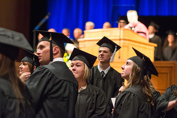 Brigham Young University-Idaho graduates at Commencement ceremony. Photo by Ryan Chase