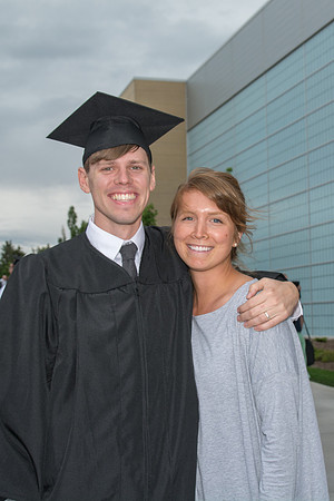 Graduates with their families at Brigham Young University-Idaho.