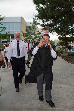 Graduates with their families at Brigham Young University-Idaho.
