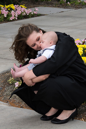Graduates with their families at Brigham Young University-Idaho.