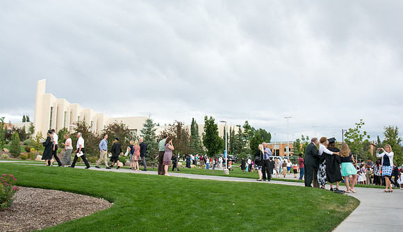 Graduates with their families at Brigham Young University-Idaho.