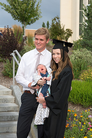 Graduates with their families at Brigham Young University-Idaho.