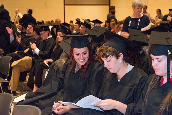 Graduates of the College of Language and Letters before commencement ceremony.