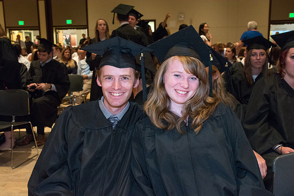 Graduates of the College of Language and Letters before commencement ceremony.