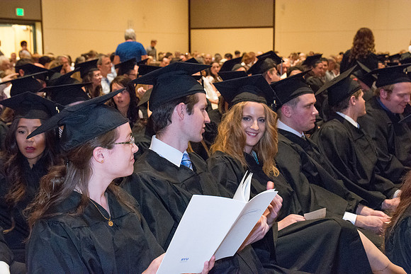 Graduates of the College of Language and Letters before commencement ceremony.