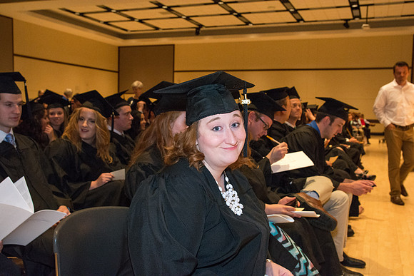 Graduates of the College of Language and Letters before commencement ceremony.