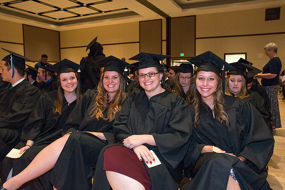 Graduates of the College of Language and Letters before commencement ceremony.