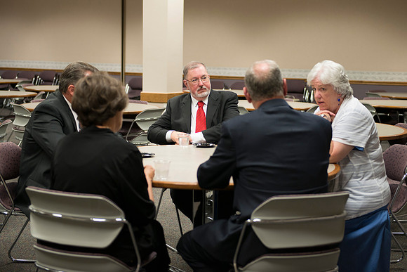 A moment for guests to meet and mingle with composer Daniel Gawthrop.