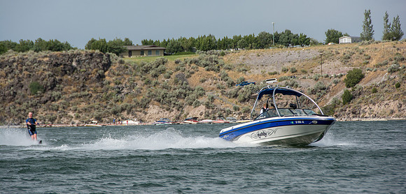 Waterskiing at Ririe Reservoir with BYU-Idaho's President Henry J Eyring. Video shoot for his Fall semester devotional promo video. - Aug 2019