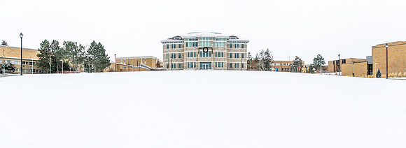 Winter and Christmas scenes on campus with fresh fallen snow