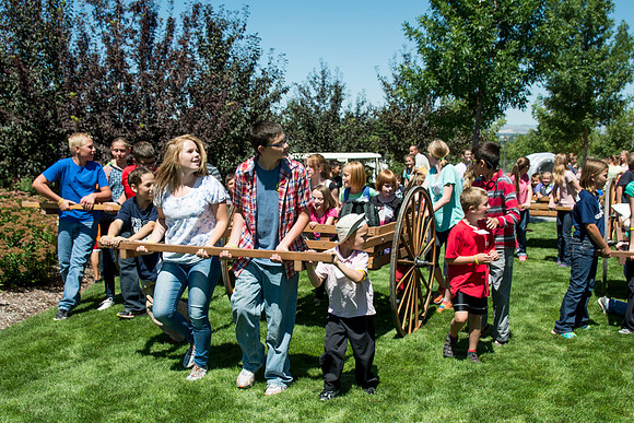 The youth participate in a Pioneer Trek. This gave the youth a small taste of life with a handcart. Photo by Erik Hill.