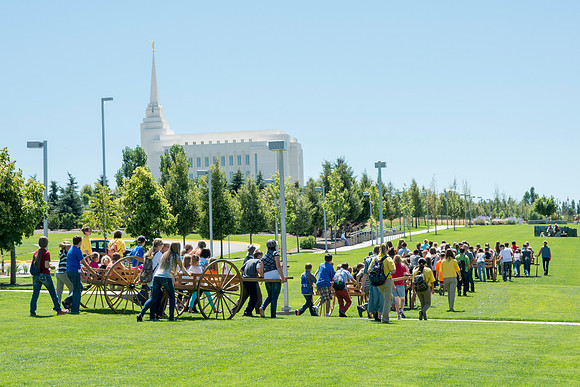 The youth participate in a Pioneer Trek. This gave the youth a small taste of life with a handcart. Photo by Erik Hill.