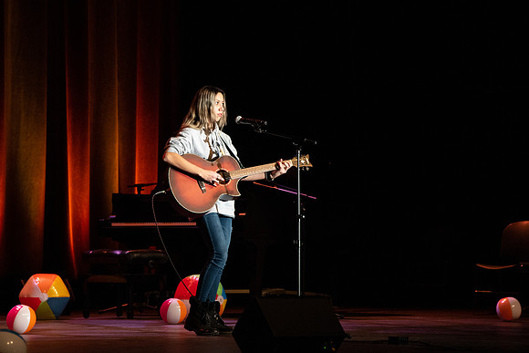 Students participate of the New Student Talent Show in the Hart building.