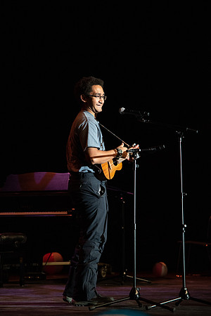 Students participate of the New Student Talent Show in the Hart building.