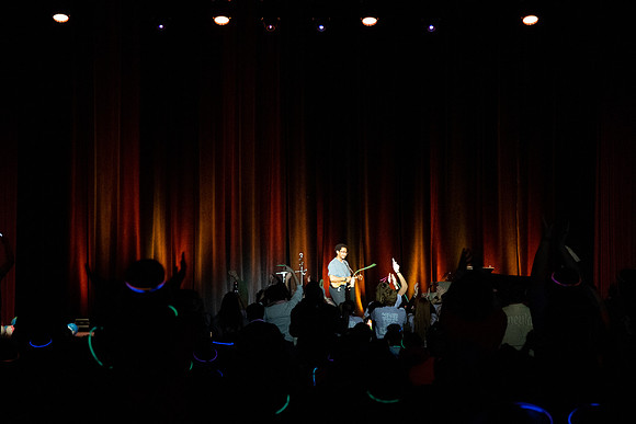 Students participate of the New Student Talent Show in the Hart building.