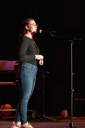 Students participate of the New Student Talent Show in the Hart building.