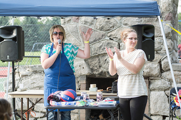 The raffle announcers.