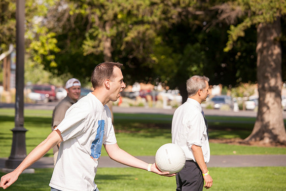 The IT Department, along with family and friends, gather at Porter Park to eat, socialize, and play games.
