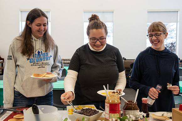 Students socialize and get pancakes at Centre Square.