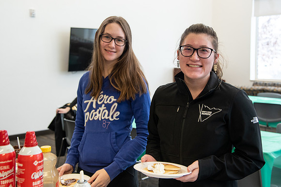 Students socialize and get pancakes at Centre Square.