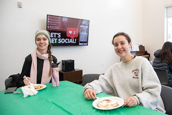 Students socialize and get pancakes at Centre Square.