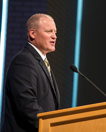 Student Activities Resources Manager Derik Taylory speaks at Devotional at BYU-Idaho.