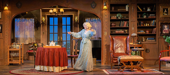 Drama dress rehearsal for the Blithe Spirit play in the Snow theater.