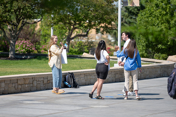 Admissions hosts a game show in the Taylor Quad. Video team behind the scenes.