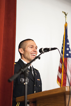 2LT Mars gives a few closing remarks after giving his first salute as an officer.