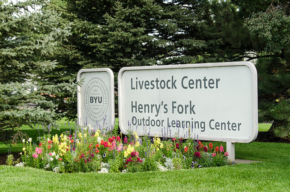 The BYU-Idaho Livestock Center iis West of Rexburg on Highway 33.