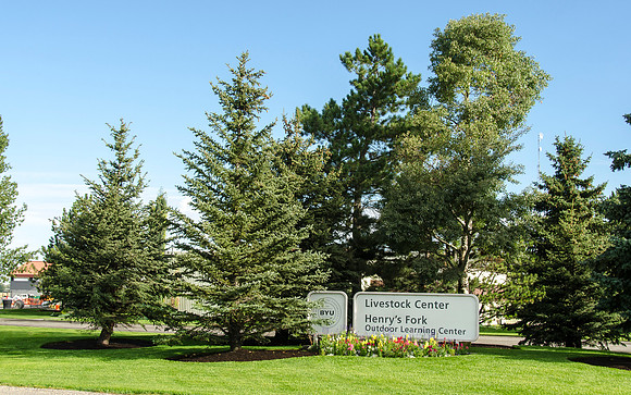 The BYU-Idaho Livestock Center iis West of Rexburg on Highway 33.