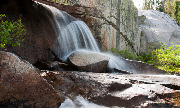 Alaska Basin snow melt feeds streams and water falls in the Teton Canyon.