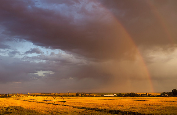 A late summer storm, the sun breaks through, the Temple though small and distant, still demands attention.