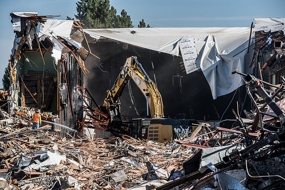 Big D Construction demolishing the Kirkham building during Summer break.