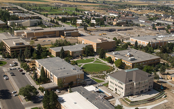Aerial view of the BYU-Idaho campus in 2007