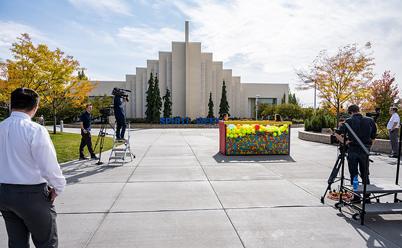 Students who volunteer to participate sit in the ball pit and ask each other questions which are found on the balloons. Video is being produced for Student Living.