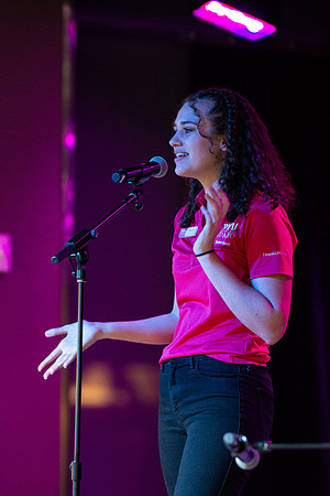 Students share their talents and perform during Open Mic Night in the MC Crossroads.
