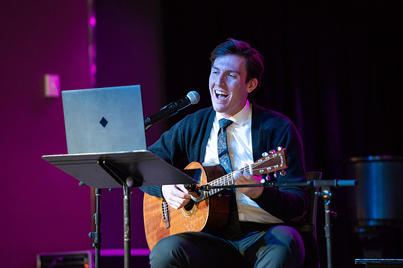 Students share their talents and perform during Open Mic Night in the MC Crossroads.