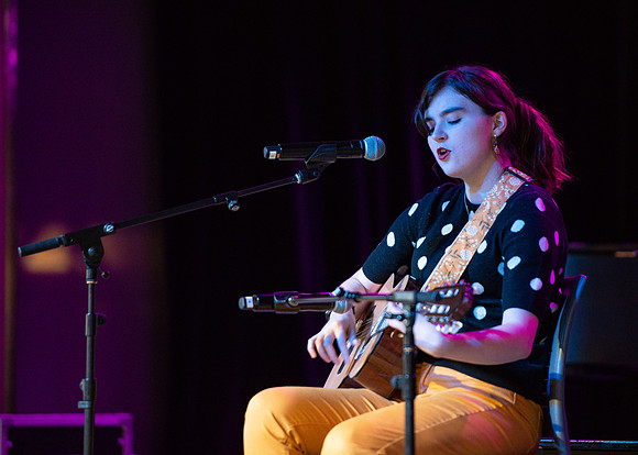 Students share their talents and perform during Open Mic Night in the MC Crossroads.