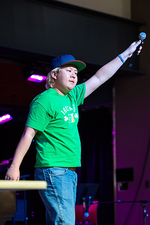 Students share their talents and perform during Open Mic Night in the MC Crossroads.